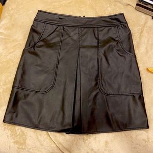 Faux leather front pleat mini skirt